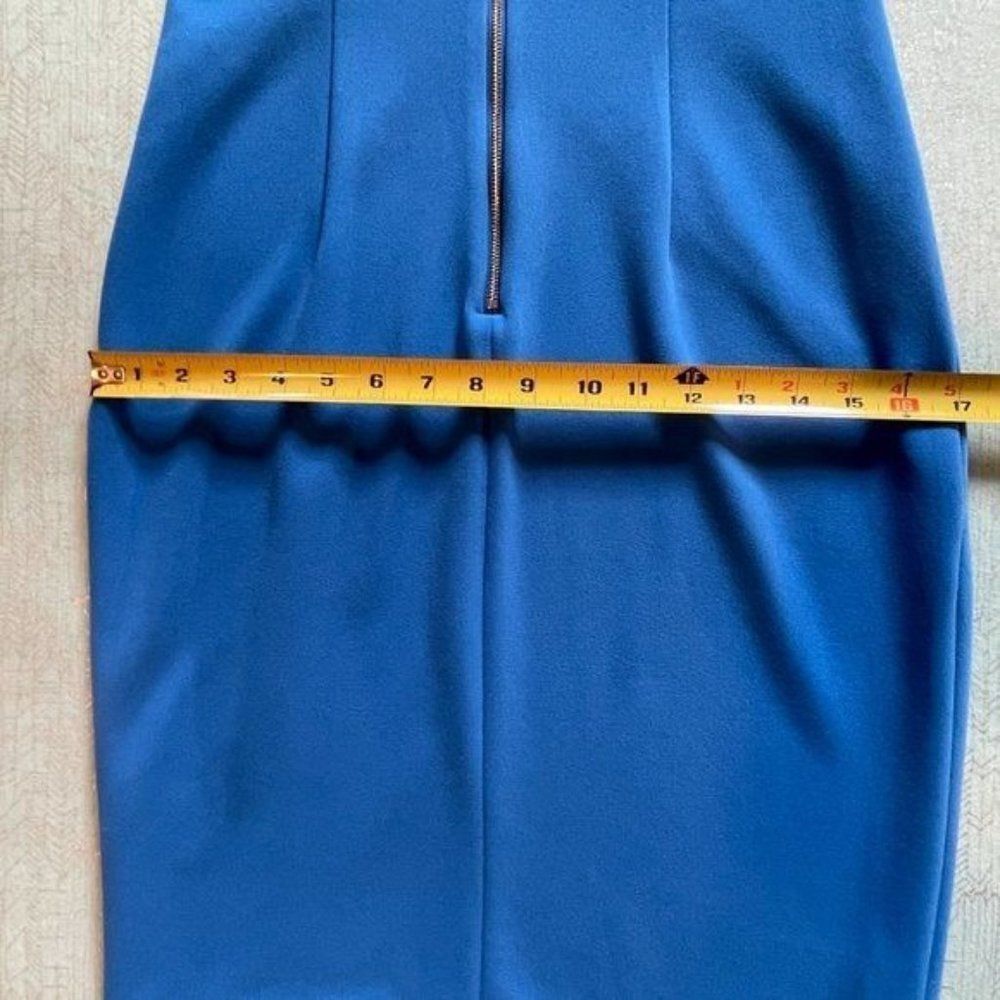 DKNY size 2 Blue dress with asymmetrical neck and 19" gold accent metal zipper - Picture 13 of 17
